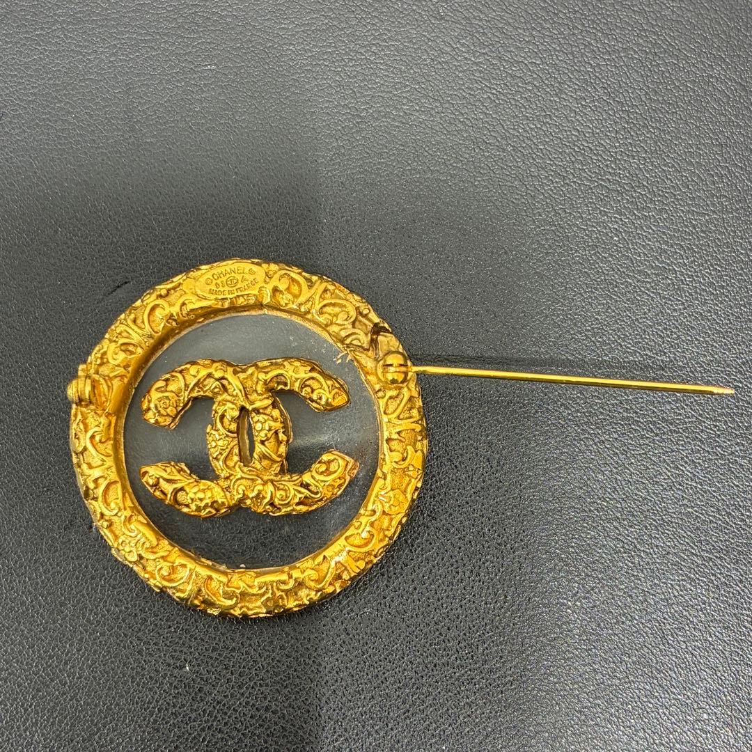 ◇シャネル ココマーク 溶岩 クリア ブローチ　93A
