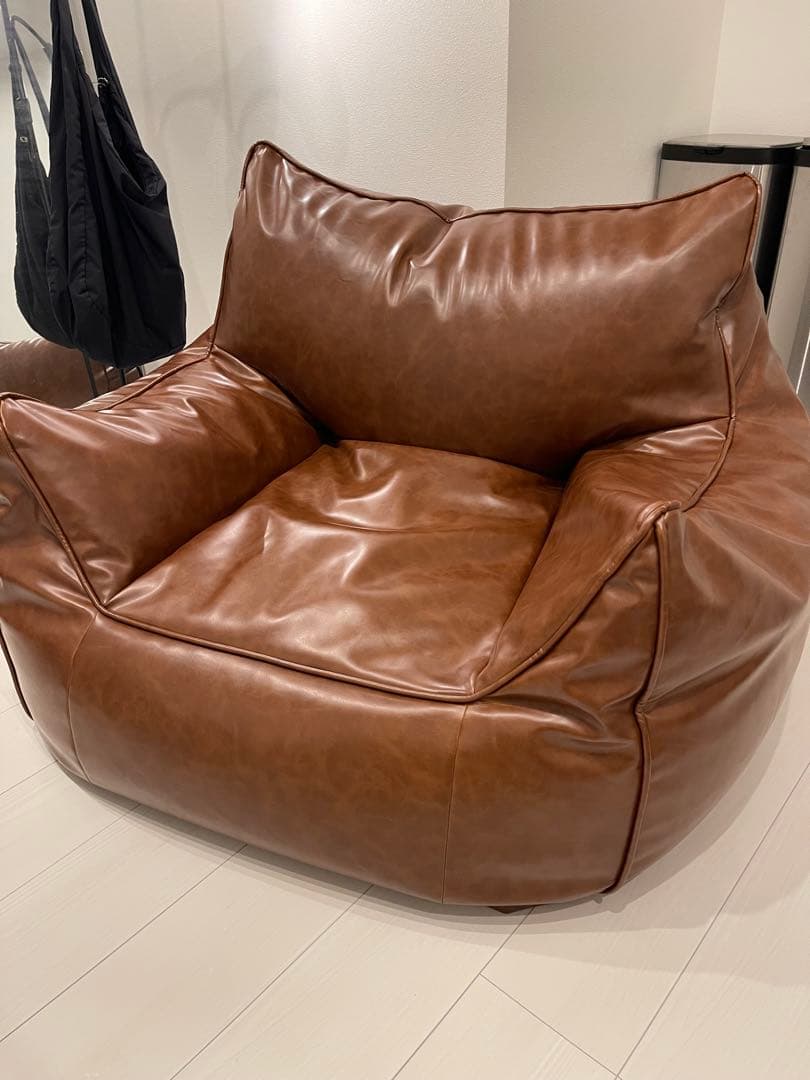 韓国ソファ　一人掛け　合皮レザー　ビーズクッション