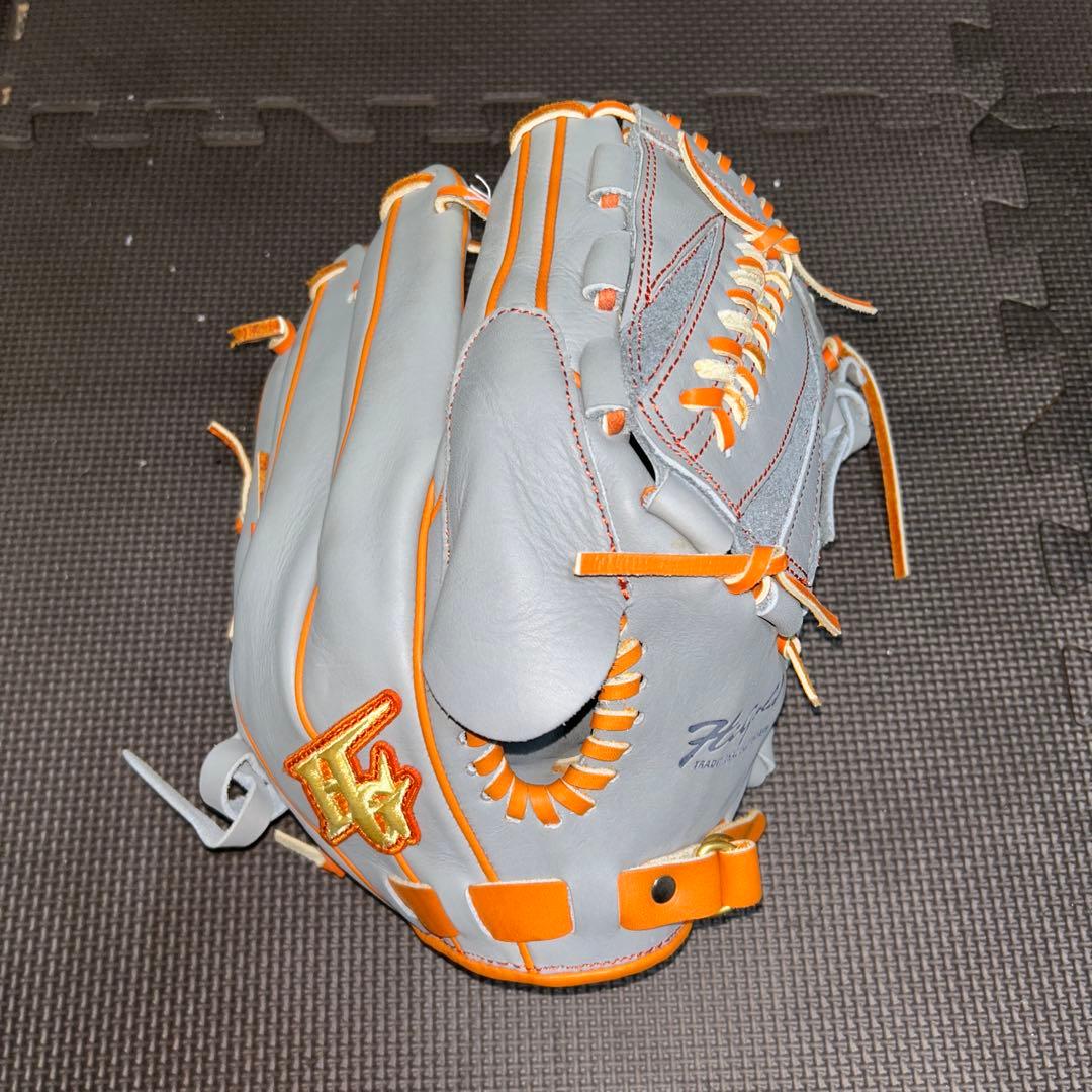HI-GOLD 軟式グローブ 投手用　グレー×オレンジ