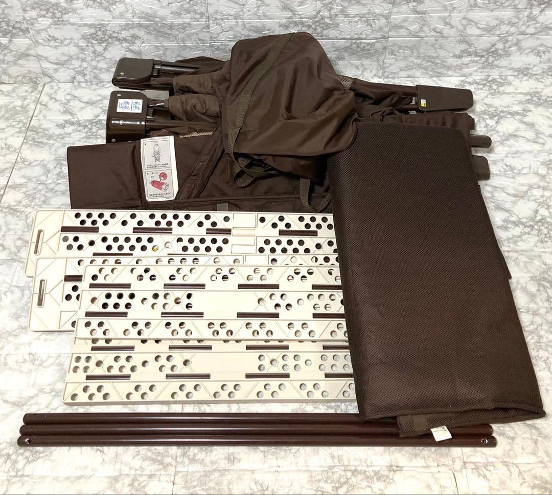 【送料込 美品】Aprica ココネルエアープラス ベビーベッド ブラウン