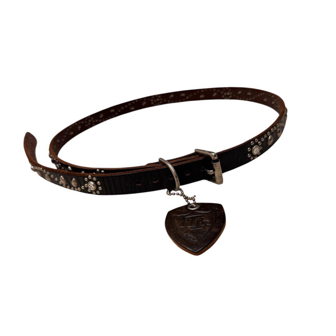 美品 HTC フラワースタッズ ナロー ベルト 32 ブラック黒 美品