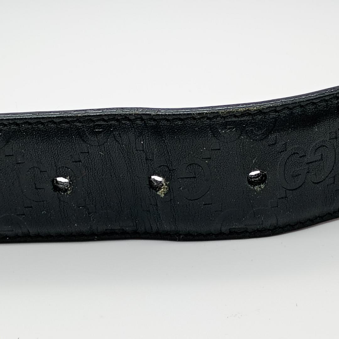 GUCCI シマ　GG柄　ブラック　レザー　95
