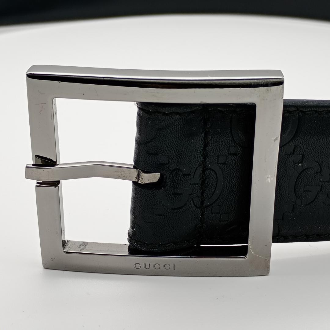 GUCCI シマ　GG柄　ブラック　レザー　95