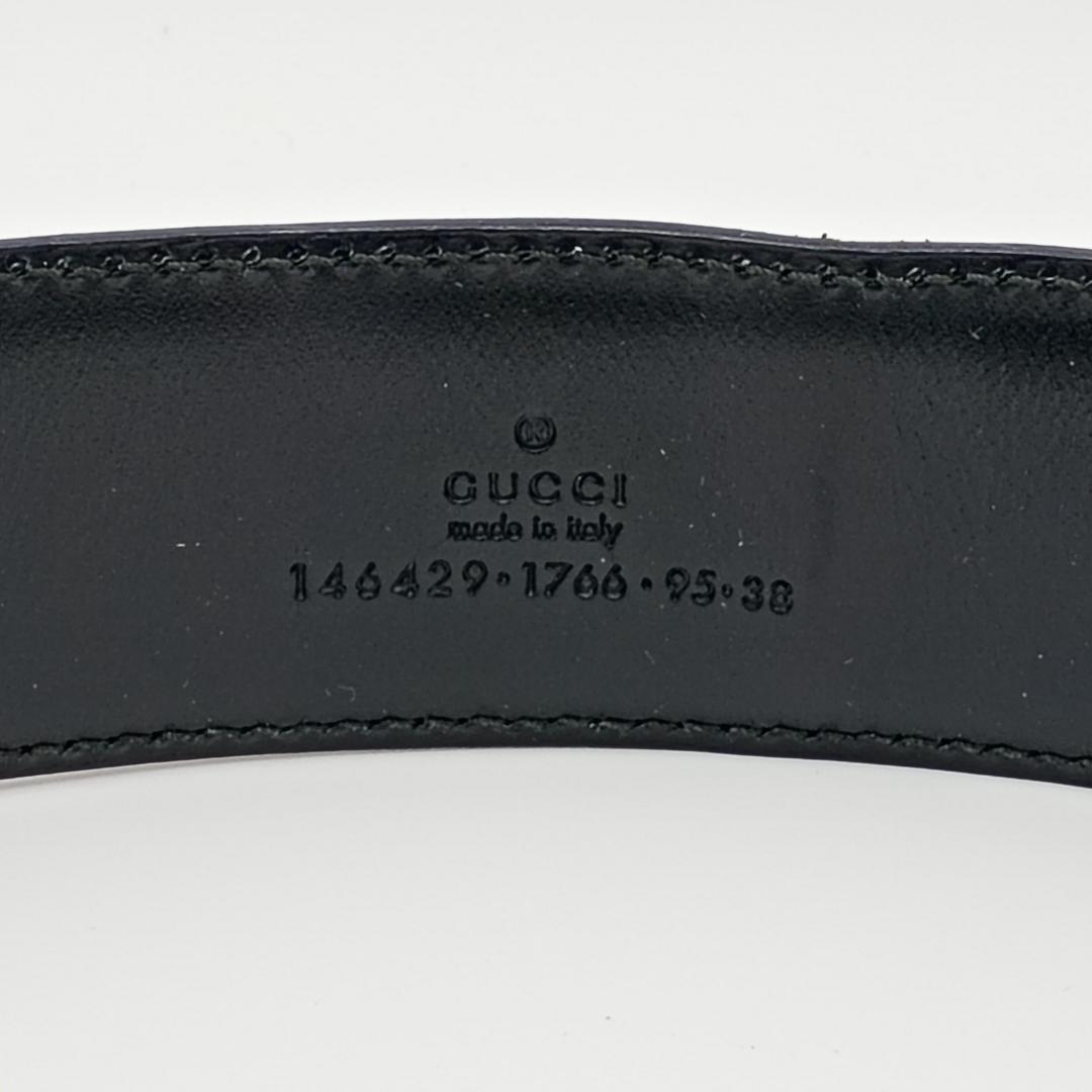 GUCCI シマ　GG柄　ブラック　レザー　95