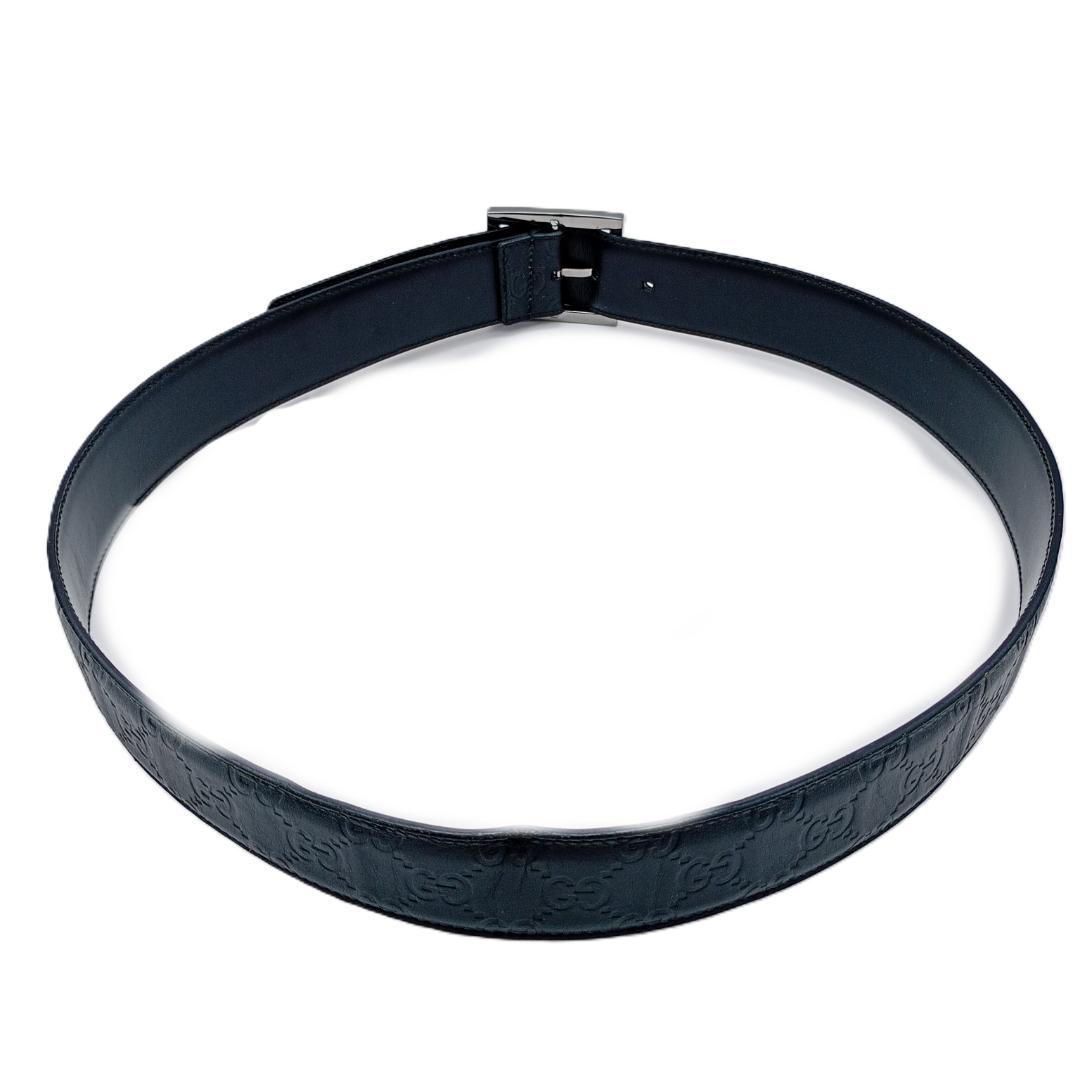 GUCCI シマ　GG柄　ブラック　レザー　95