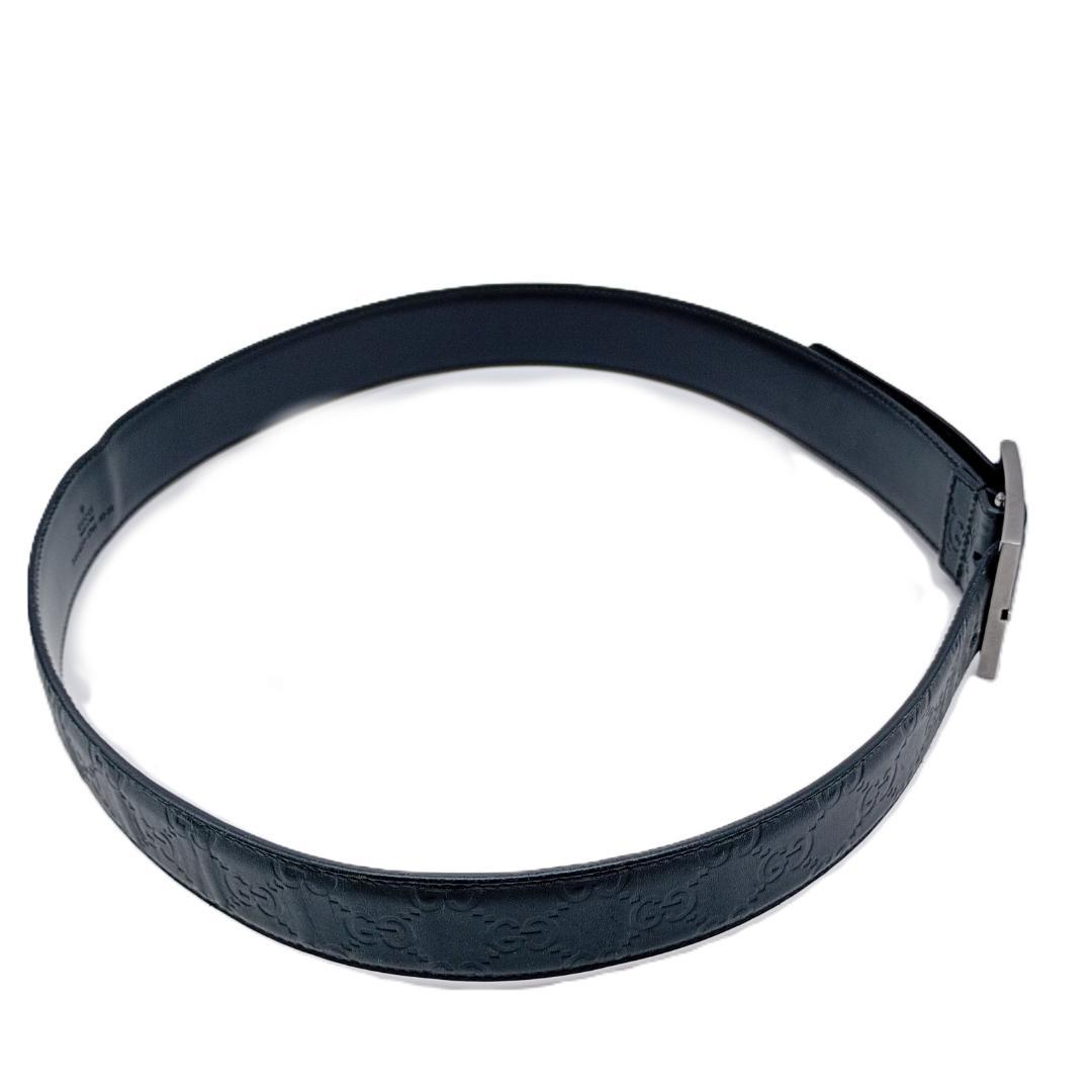 GUCCI シマ　GG柄　ブラック　レザー　95