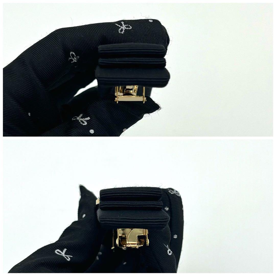 【美品】箱付き サルヴァトーレフェラガモ ヴァラリボン バレッタ ブラック