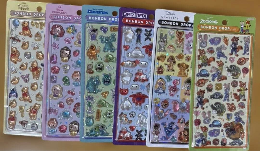 【正規品】ディズニー ボンボンドロップシール 6枚セット