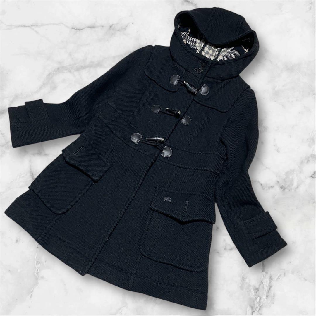 【美品】バーバリー、ダッフルコート、Lサイズ、ノバチェック、シャドーホース、黒