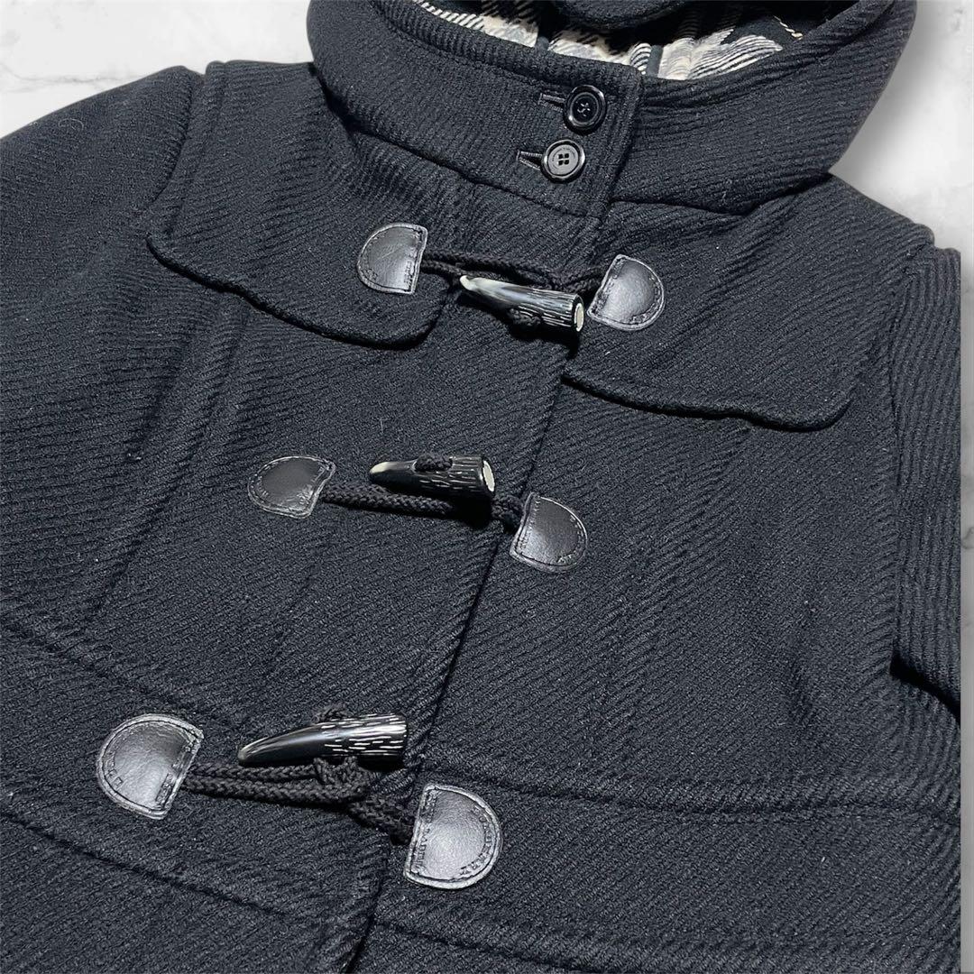 【美品】バーバリー、ダッフルコート、Lサイズ、ノバチェック、シャドーホース、黒