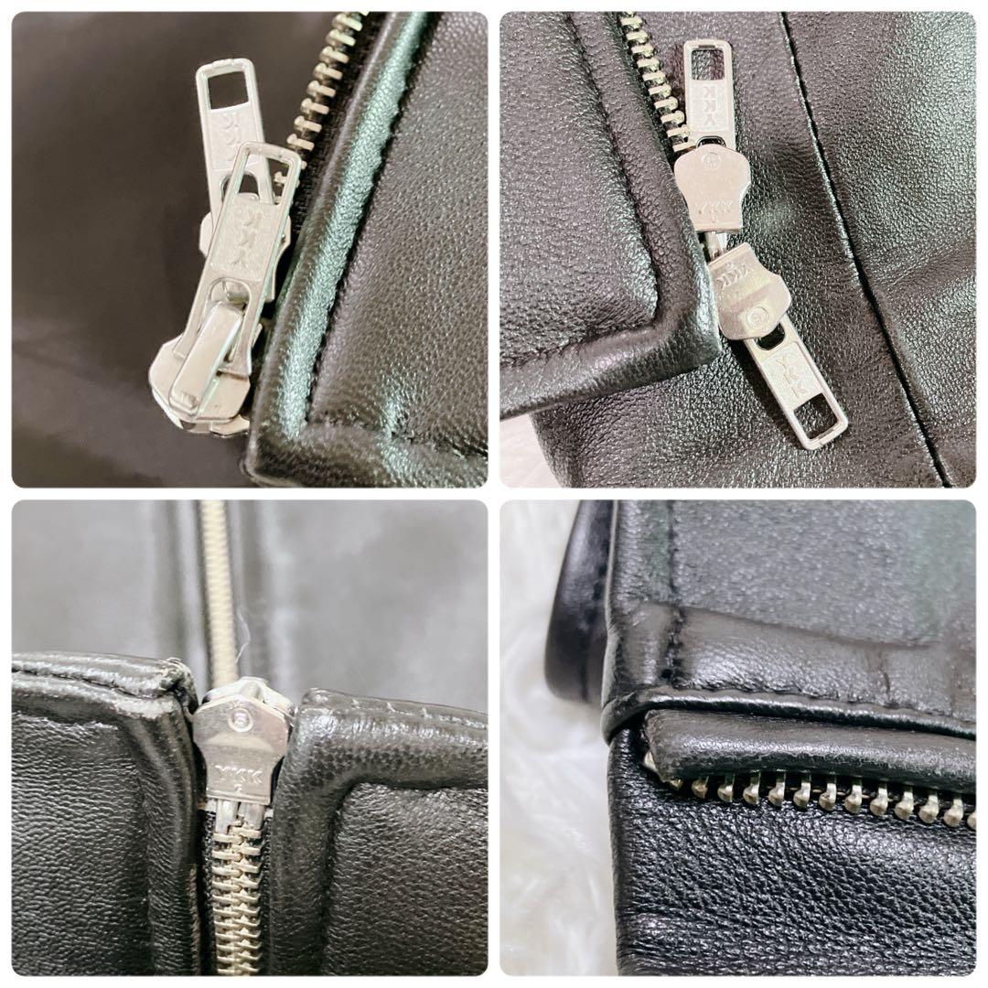 アーバンリサーチ アイテムズ　ラムレザージャケット　ノーカラー　シングル　黒　L