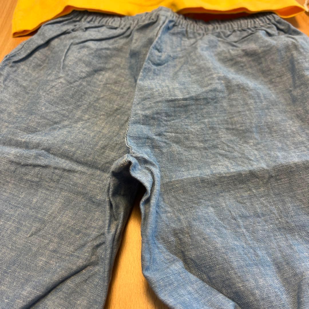 familiar クジラチェック柄Tシャツハーフパンツ帽子セット　110cm