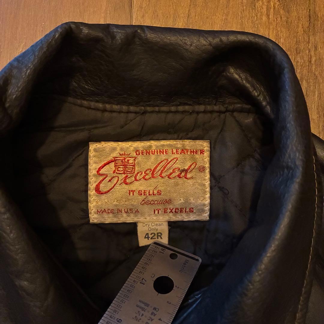 70s vintage excelled レザーダブルライダースジャケット 古着