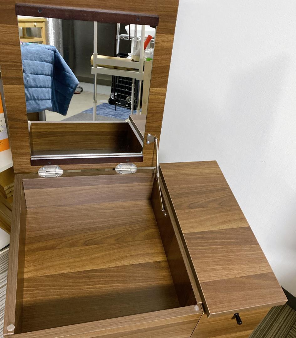コンパクトドレッサー スツール付 鏡一面 シンプル モダン ダークブラウン
