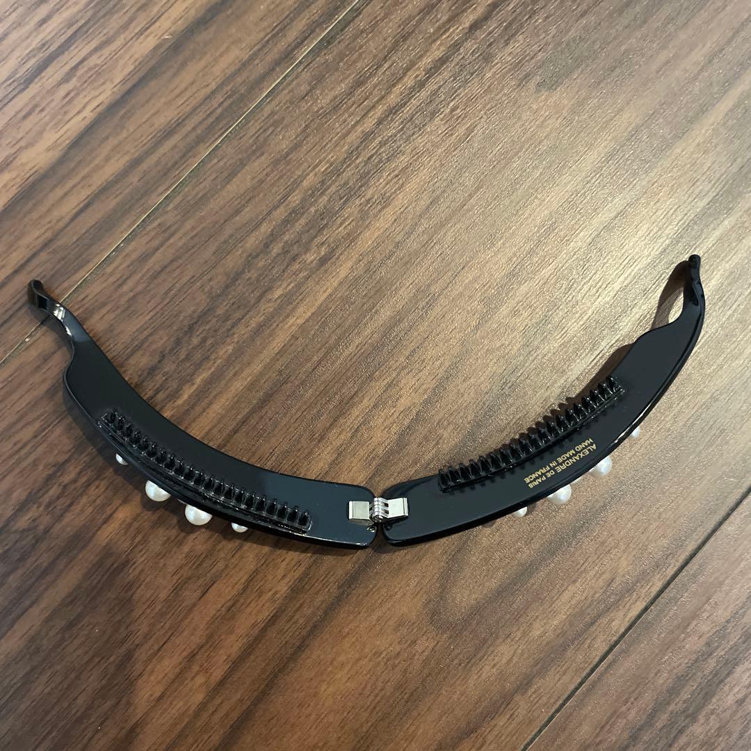 ALEXANDRE DE PARIS/バナナクリップ/ビジュー/パール/黒