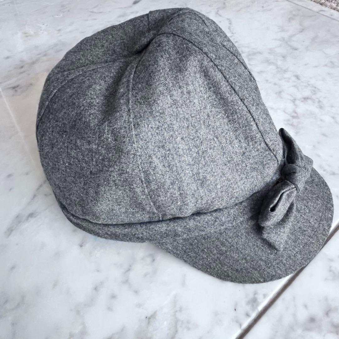 MONCLER グレー リボン キャップ ウールフランネル