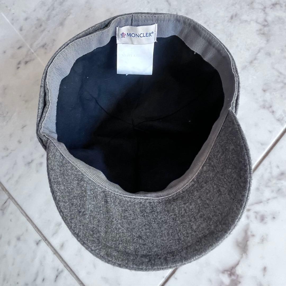 MONCLER グレー リボン キャップ ウールフランネル