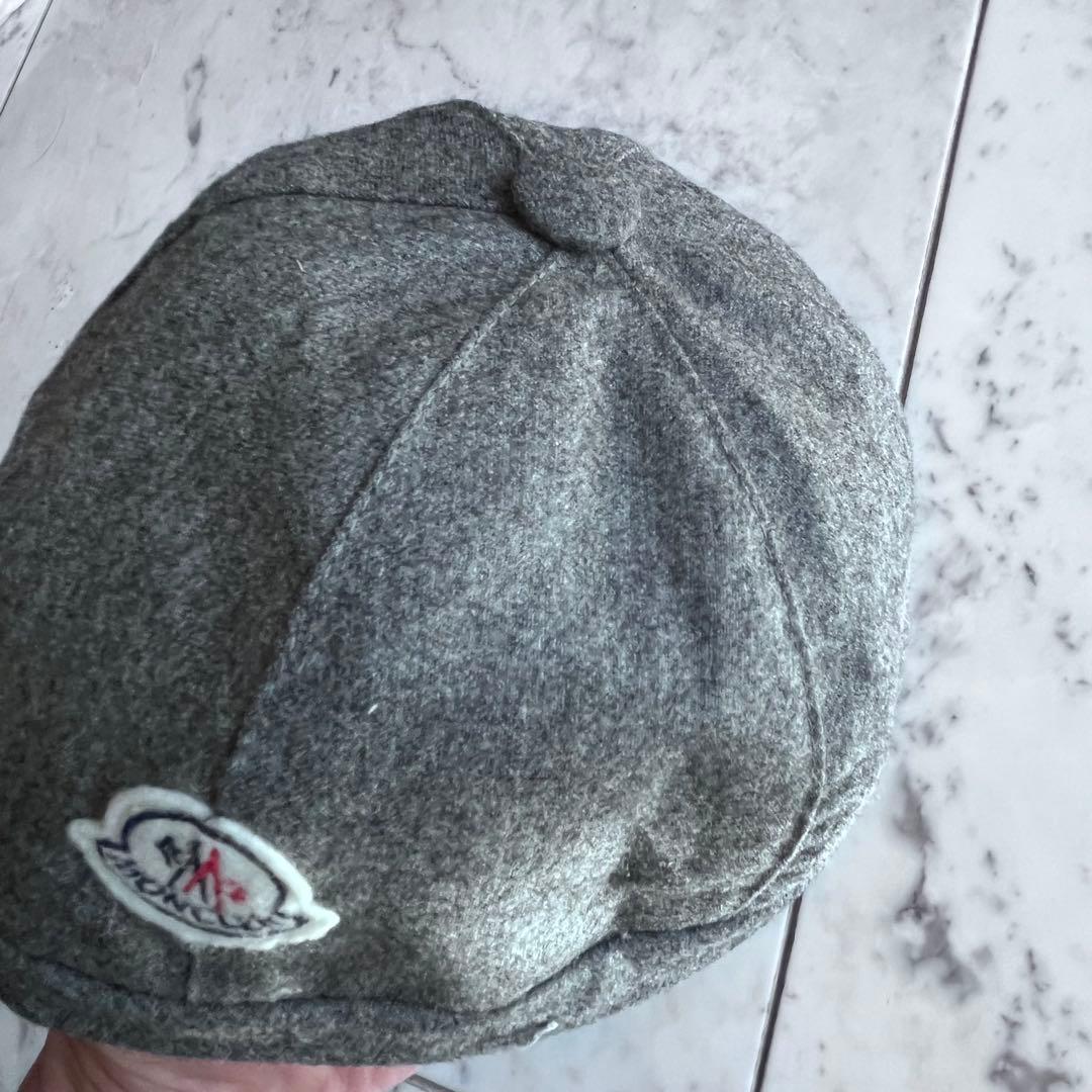 MONCLER グレー リボン キャップ ウールフランネル
