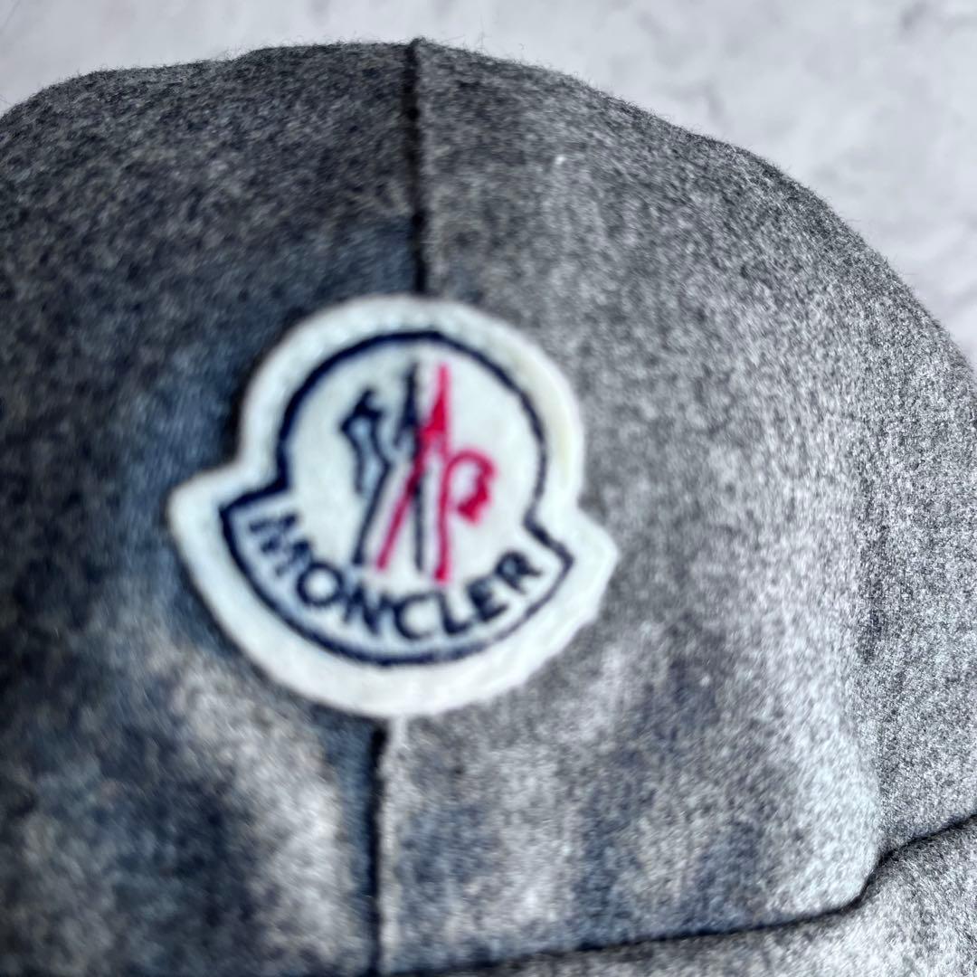 MONCLER グレー リボン キャップ ウールフランネル