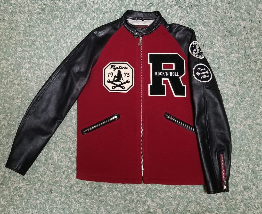 ☆極美品☆羊革ラム袖レザー❕【ROCK 'n roll❗】サガラ刺繍わっぺん♪