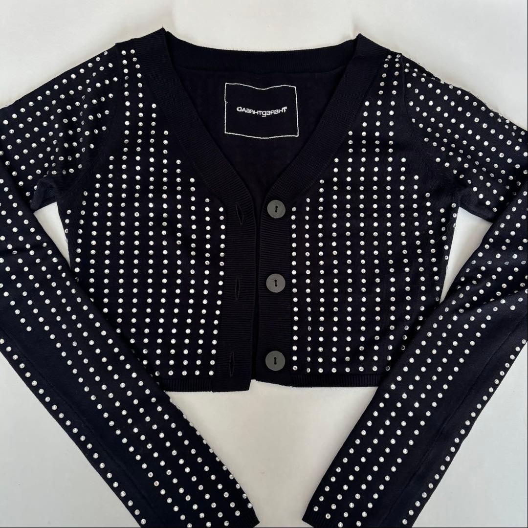 S rhinestone cardigan cropped ザレッドスレッド