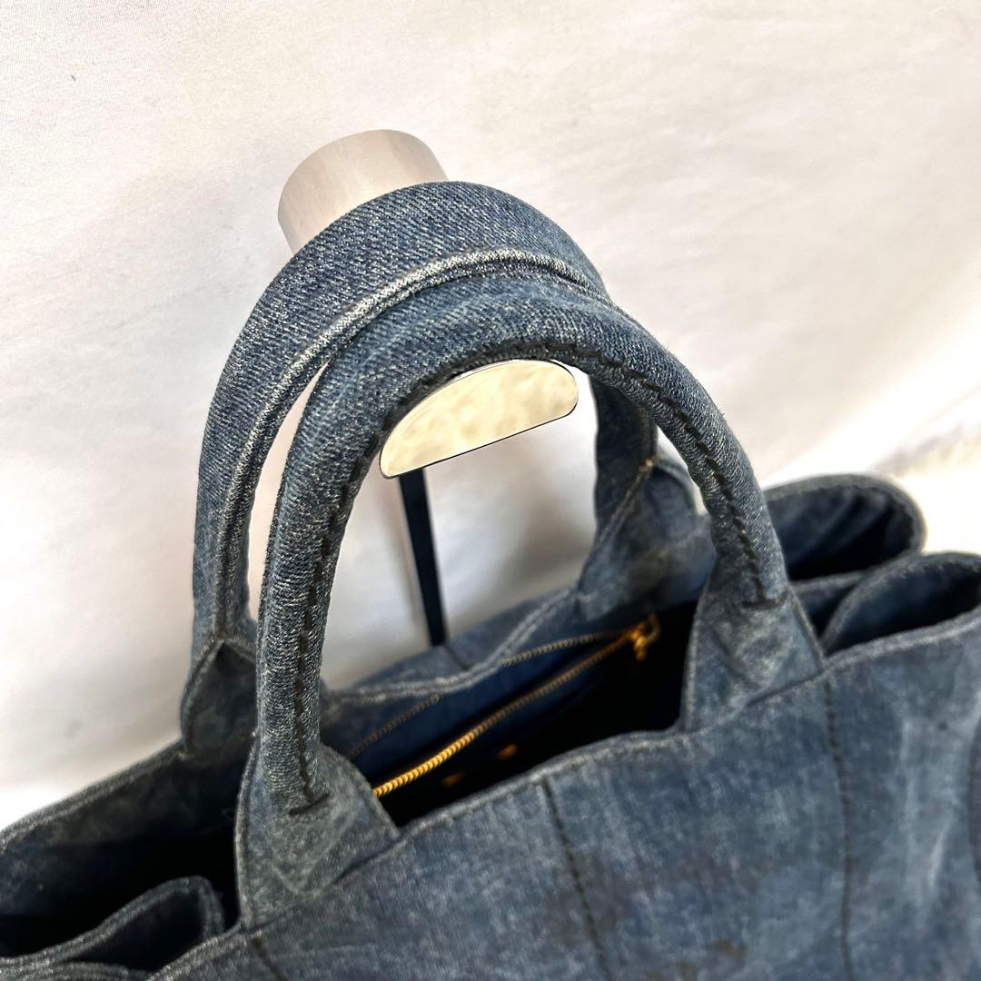 ギャランティカード付き　タグ付き　PRADA カナパ　トートバッグ　デニム