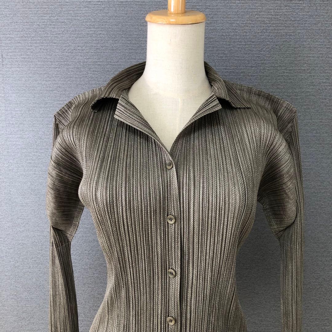 PLEATS PLEASE オープンカラー 長袖シャツ 3 グレージュ