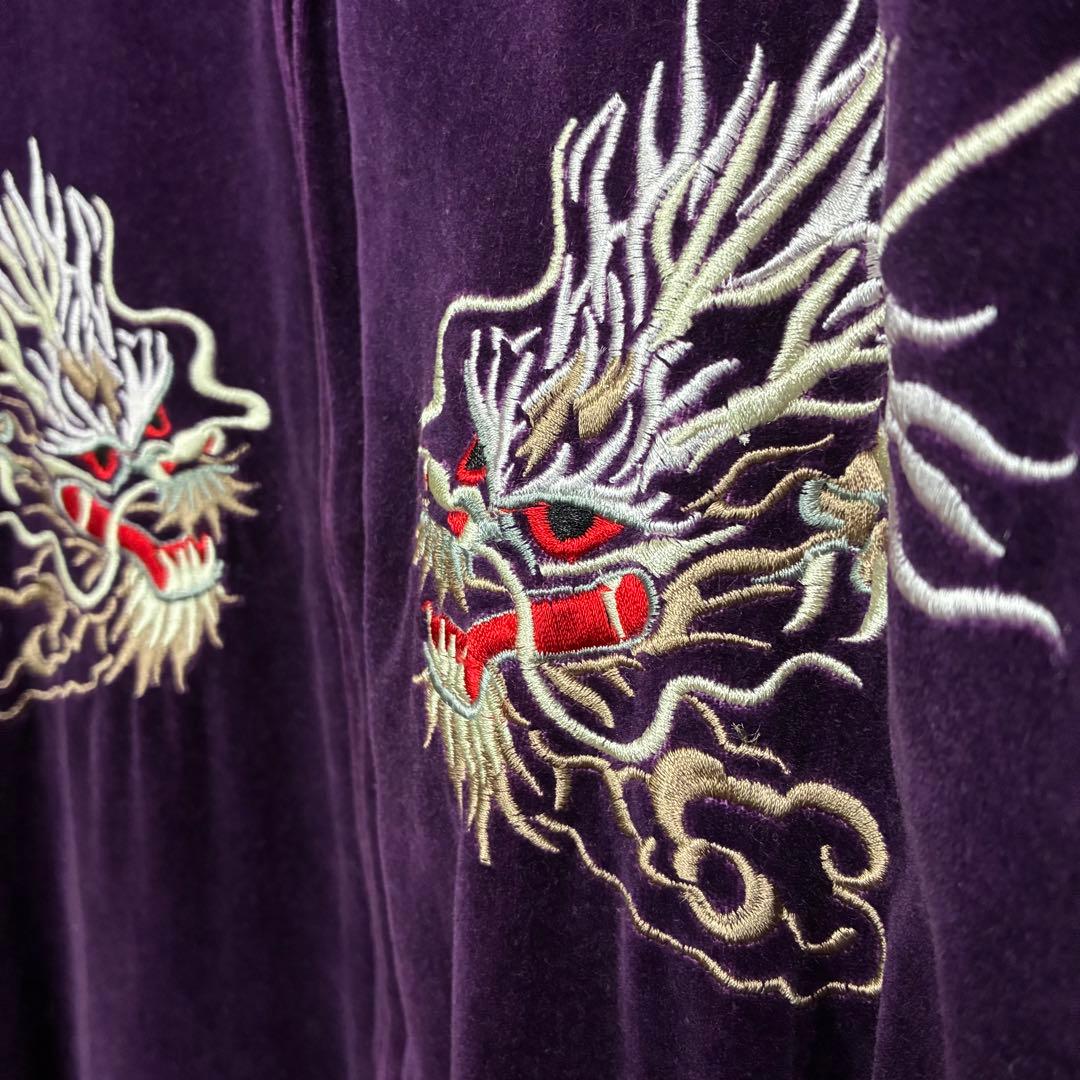 ★MS NICX SIXX★スカジャン★龍★昇竜★雷雲★別珍★ベロア★M★紫★