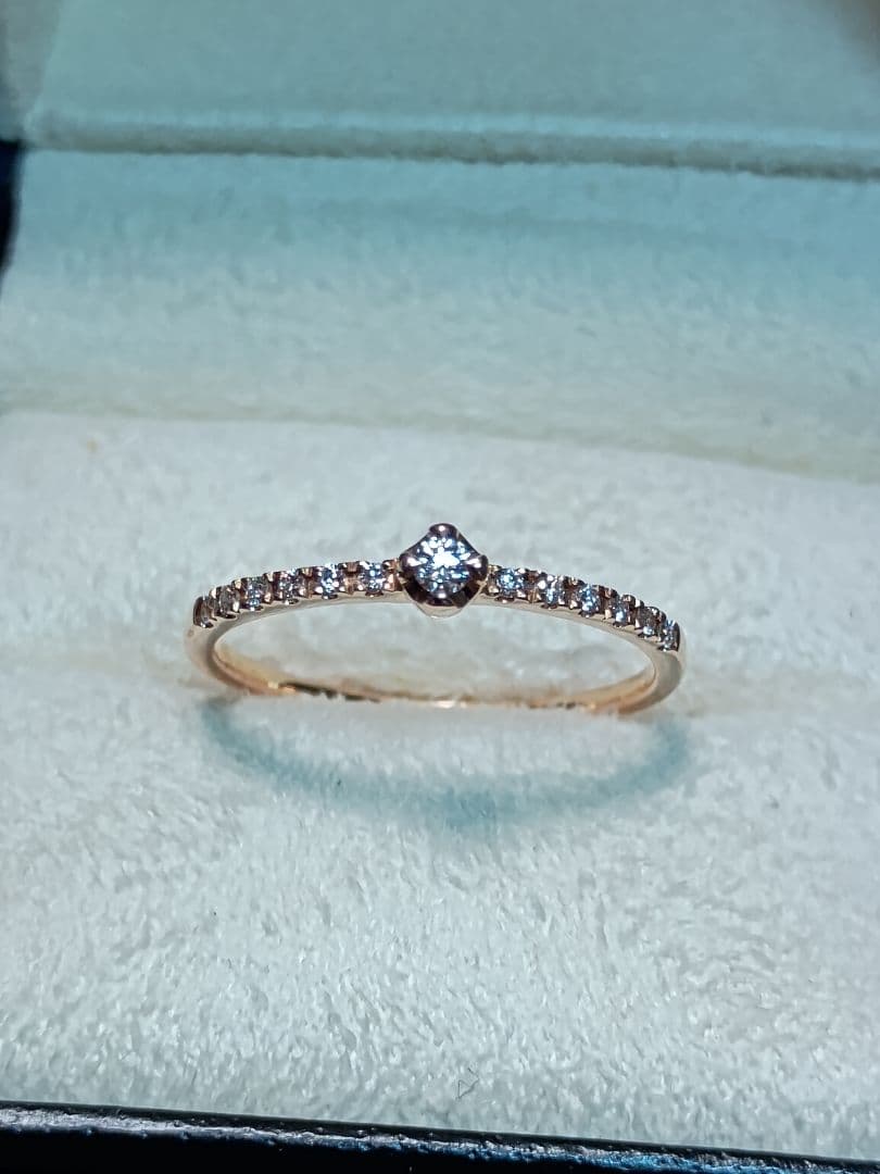 ヴァンドーム青山 K18PG ダイヤモンド 一粒ダイヤ ハーフエタニティ リング