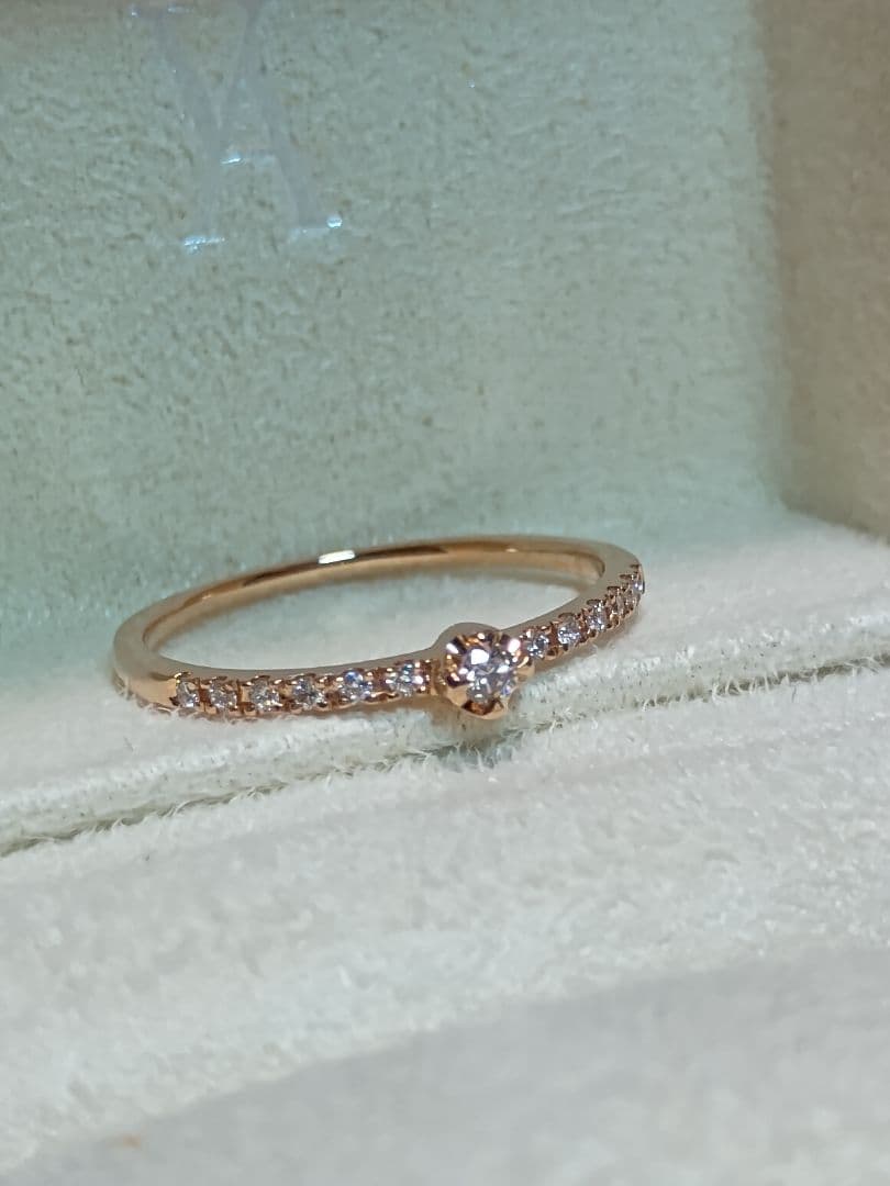 ヴァンドーム青山 K18PG ダイヤモンド 一粒ダイヤ ハーフエタニティ リング