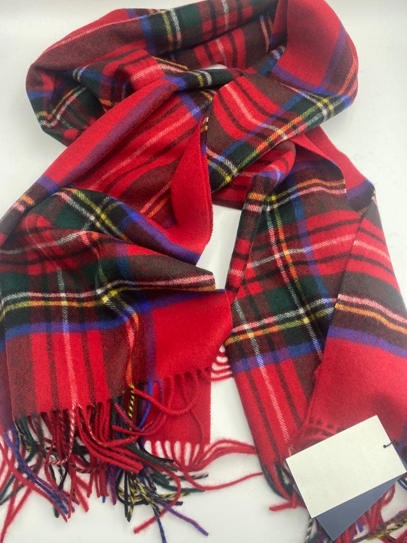 JOHNSTONS ジョンストンズ 大判チェックストール　レッドスチュワート