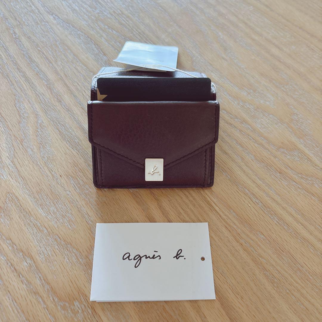 ●訳あり●アニエスベー ミニ財布 本革 ブラウン 茶 ミニウォレット 新品