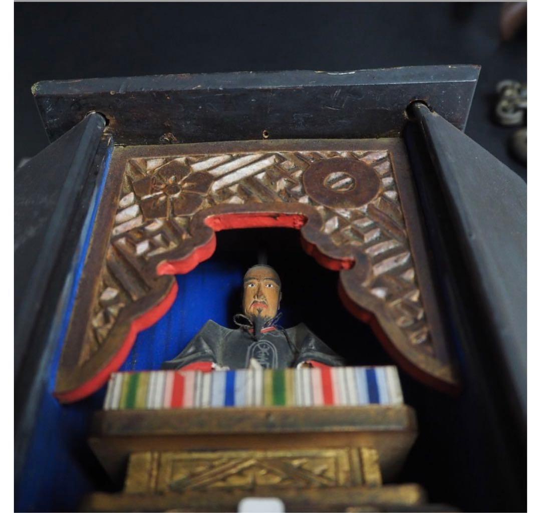 猪飼正徳送料無料　江戸時代　木彫清正公像・厨子　仏教美術