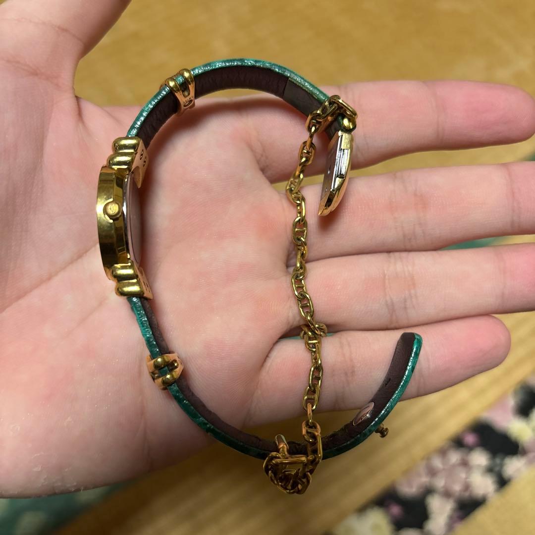 グリーンレザー アナログ腕時計