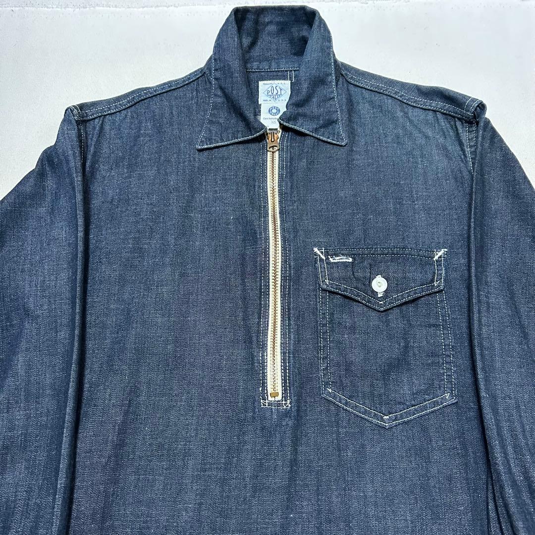 【POST O' ALLS】USA製 デニム プルオーバーシャツ タロンジップ
