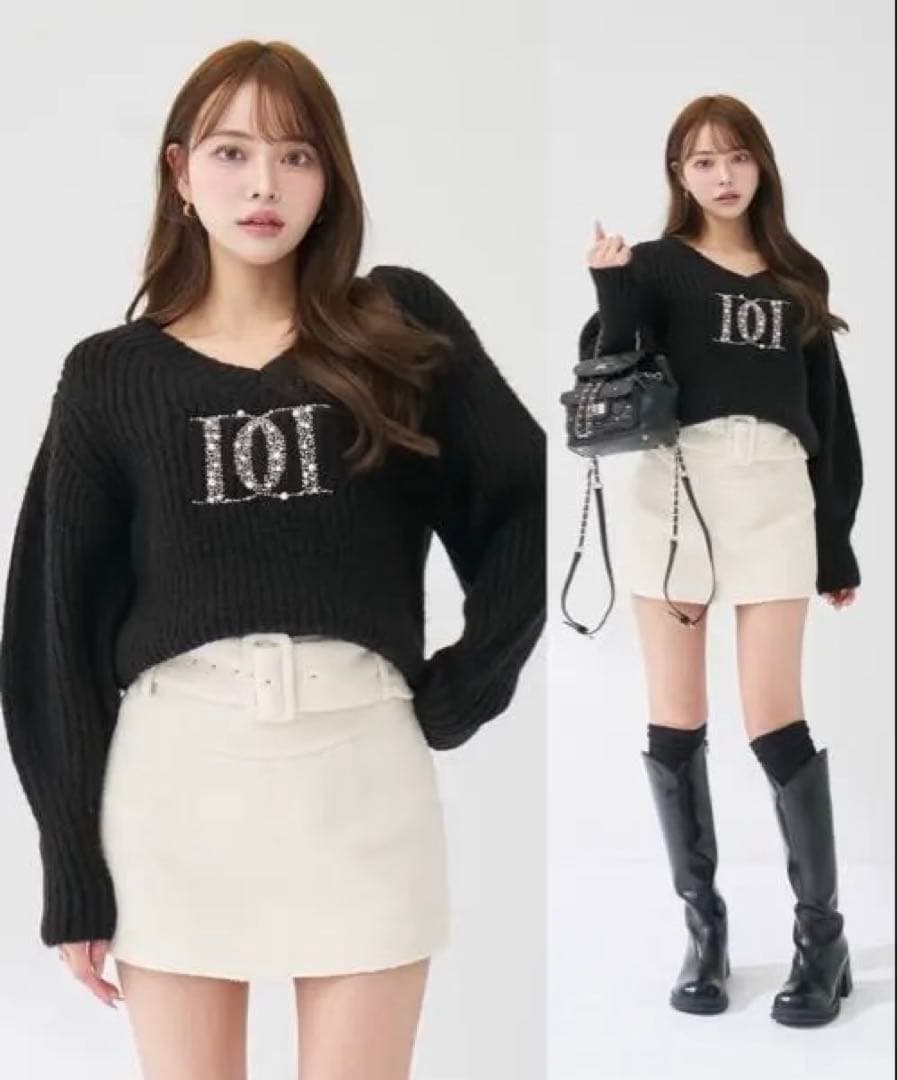 ファンシービーズDDロゴボリュームニットトップス