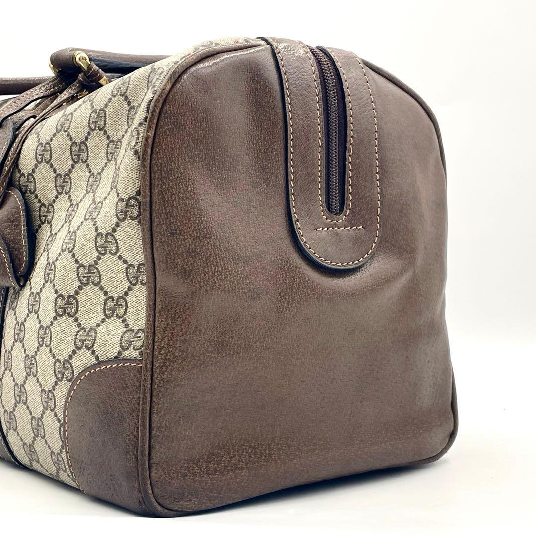 【極美品】オールドグッチ ボストンバッグ 大容量 GGスプリーム ブラウン
