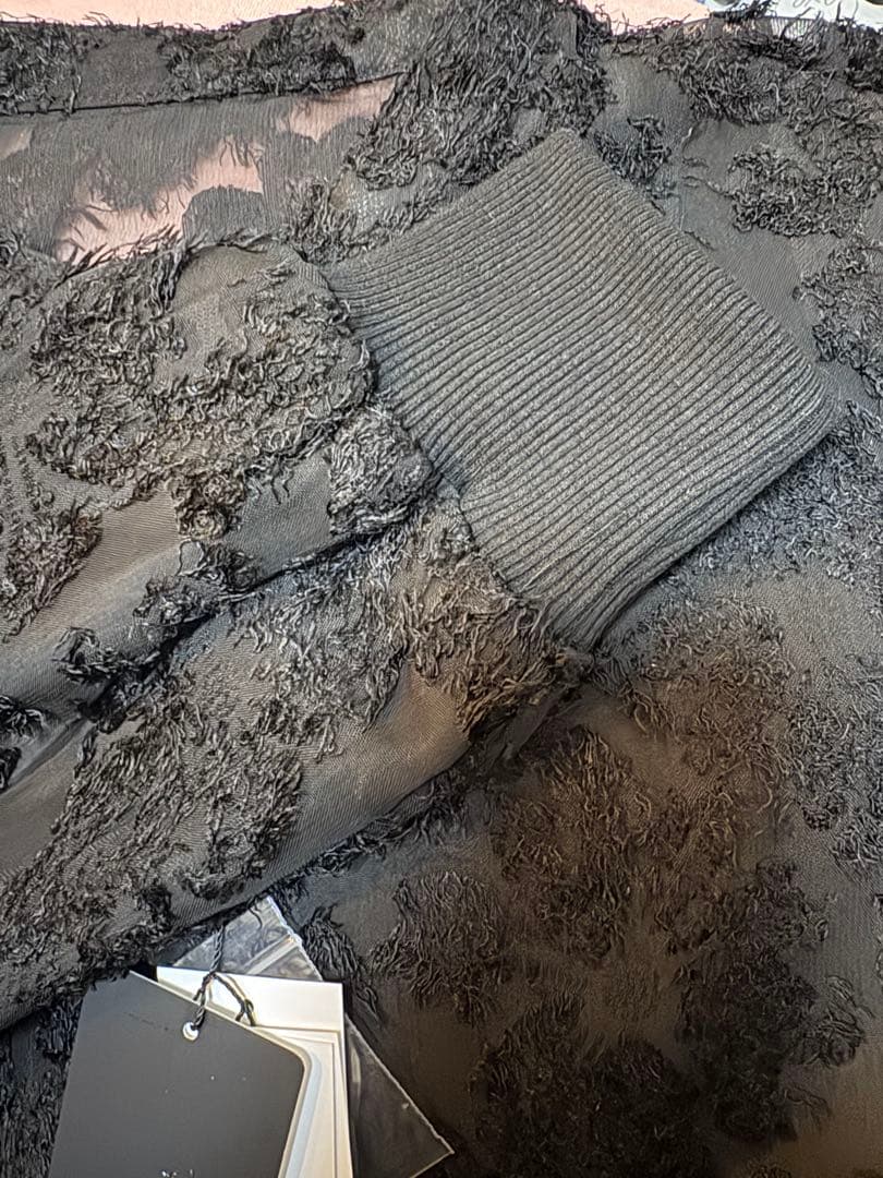 セブンフェアリー♡ジャガードブラックシャツ袖口リブ