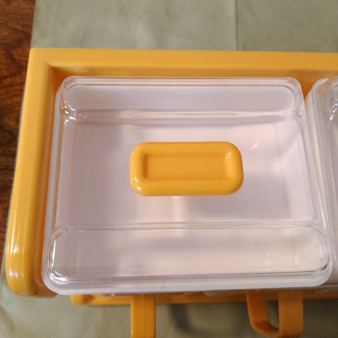 新品未使用昭和レトロ調味料ケース 調味料入れVintage濃い黄色当時物レア