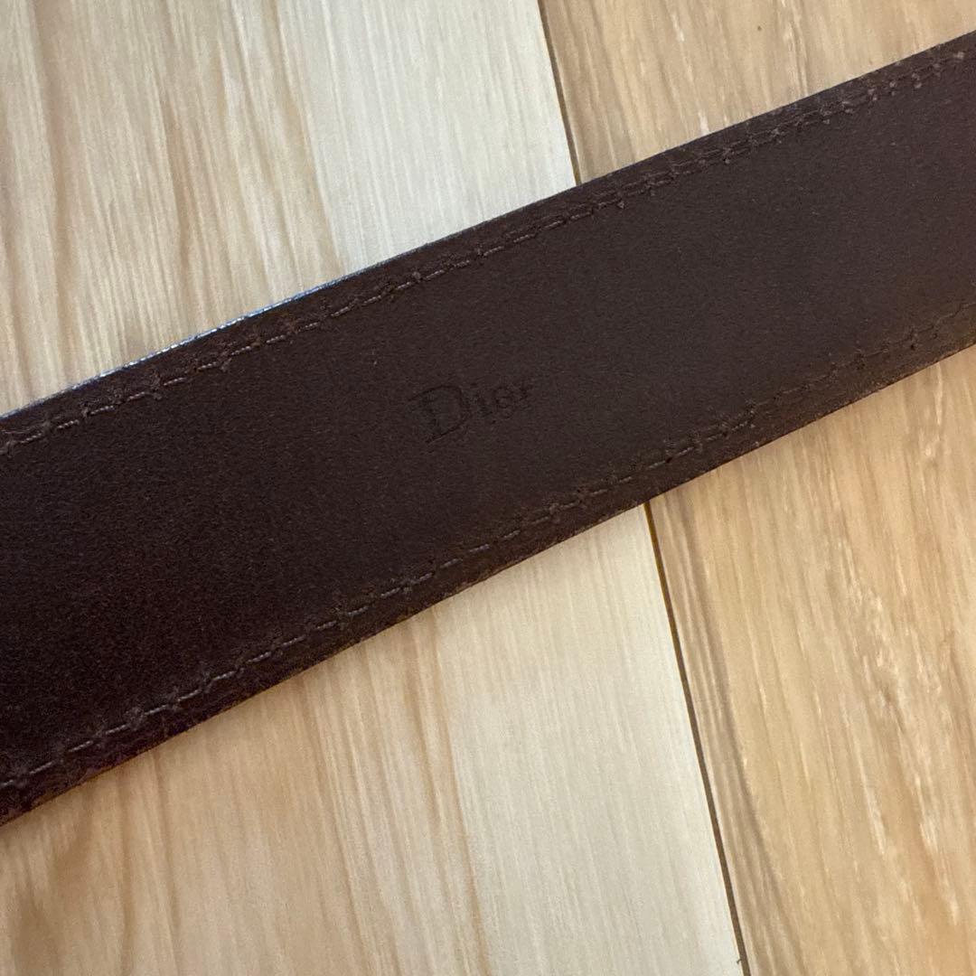 ディオール スタッズ レザーベルト 85 ダークブラウン