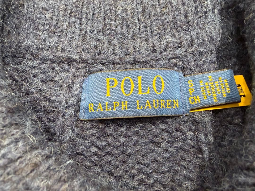 ラルフローレン ケーブルニット ポロカラー レター セーター　S