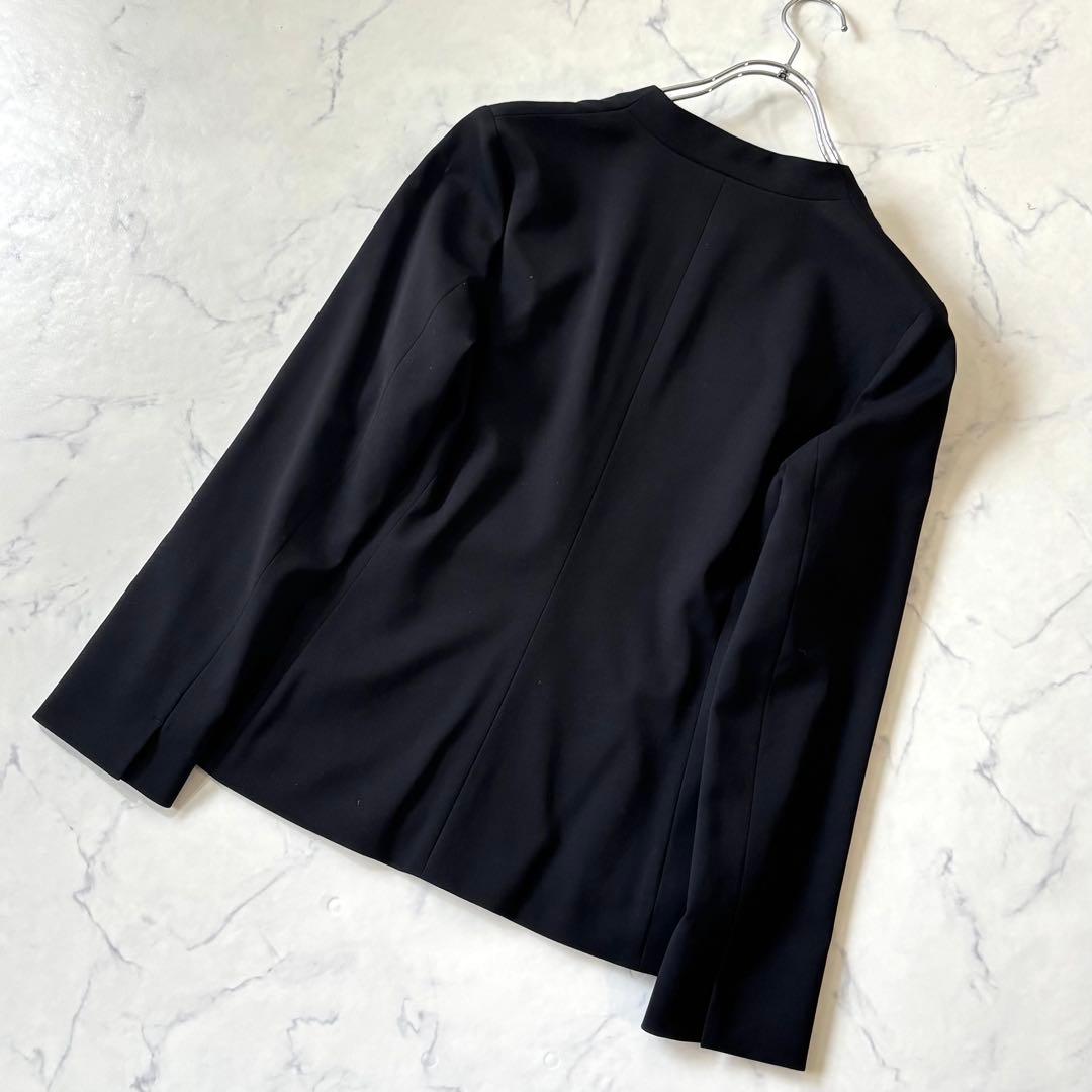 【美品】 INDIVI ウール ノーカラージャケット パンツ セットアップ