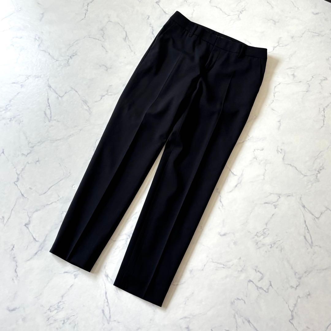 【美品】 INDIVI ウール ノーカラージャケット パンツ セットアップ