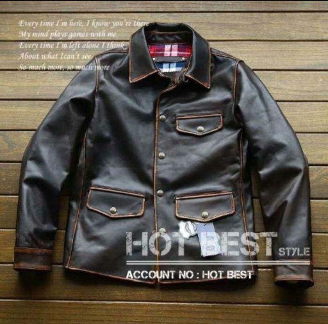 売れなくてもこれ以上値下不可！ L【新作新品】最高級 茶心 貴重 馬革ジャケット