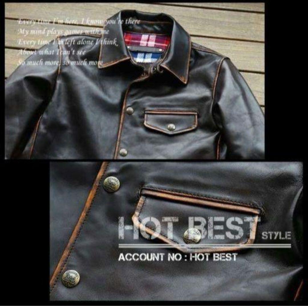 売れなくてもこれ以上値下不可！ L【新作新品】最高級 茶心 貴重 馬革ジャケット