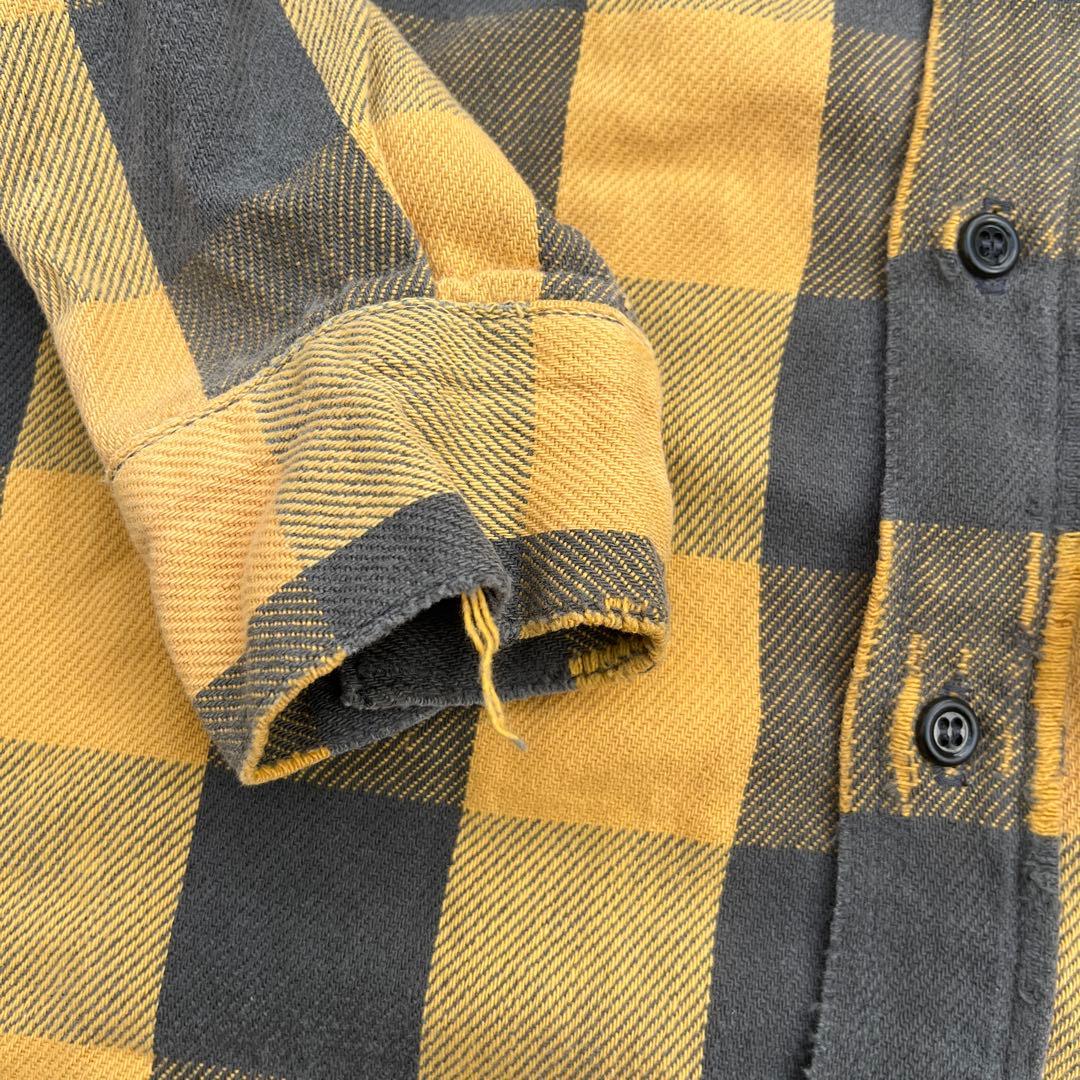 80s ファイブブラザー　ネルシャツ　黒×黄