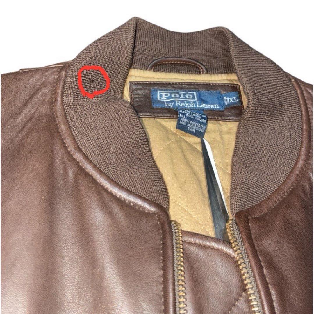 【スペシャル！】 90s ラルフローレン レザー ma1 ダークブラウン XL