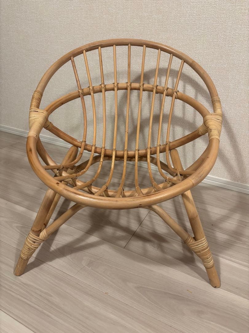 最終値下げしています！ラタンラウンドチェアラタン製 円形背もたれ座椅子　竹椅子