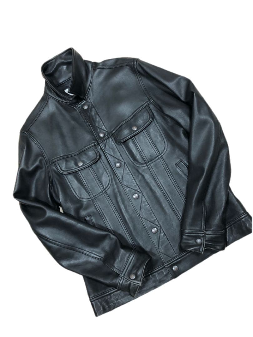 羊革/レザージャケット/ブラック/美品/ライダース/HBNS/ハバノス