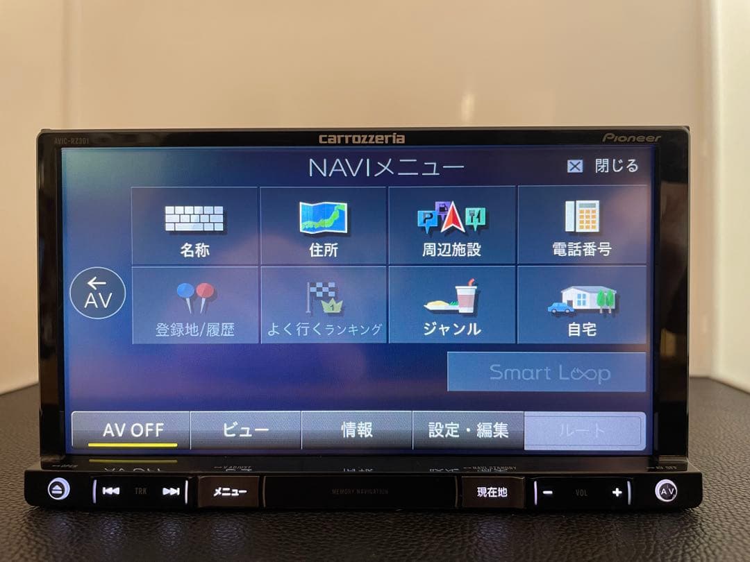 最新地図楽ナビAVIC-RZ301中古180mm7Ｖ型ワンセグTV 最新オービス